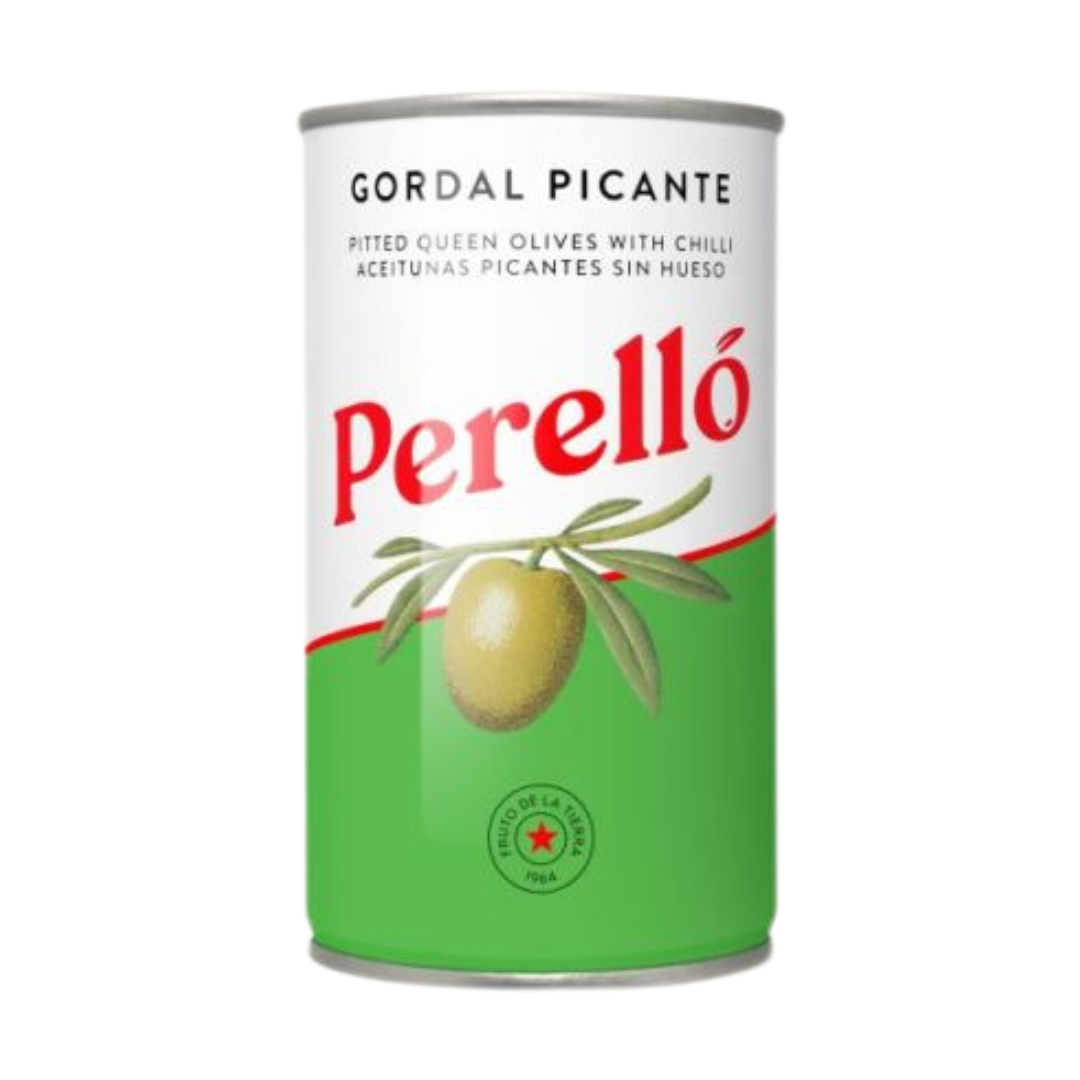 Perello Olives | Gordal Queen Green Pitted With Chilli 150g