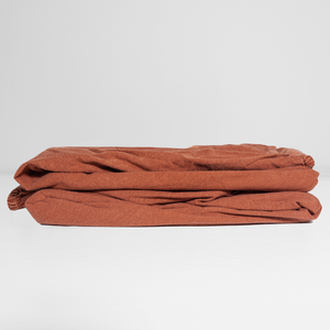 100% Organic Cotton Canvas Fitted Sheet │Queen │Terracotta