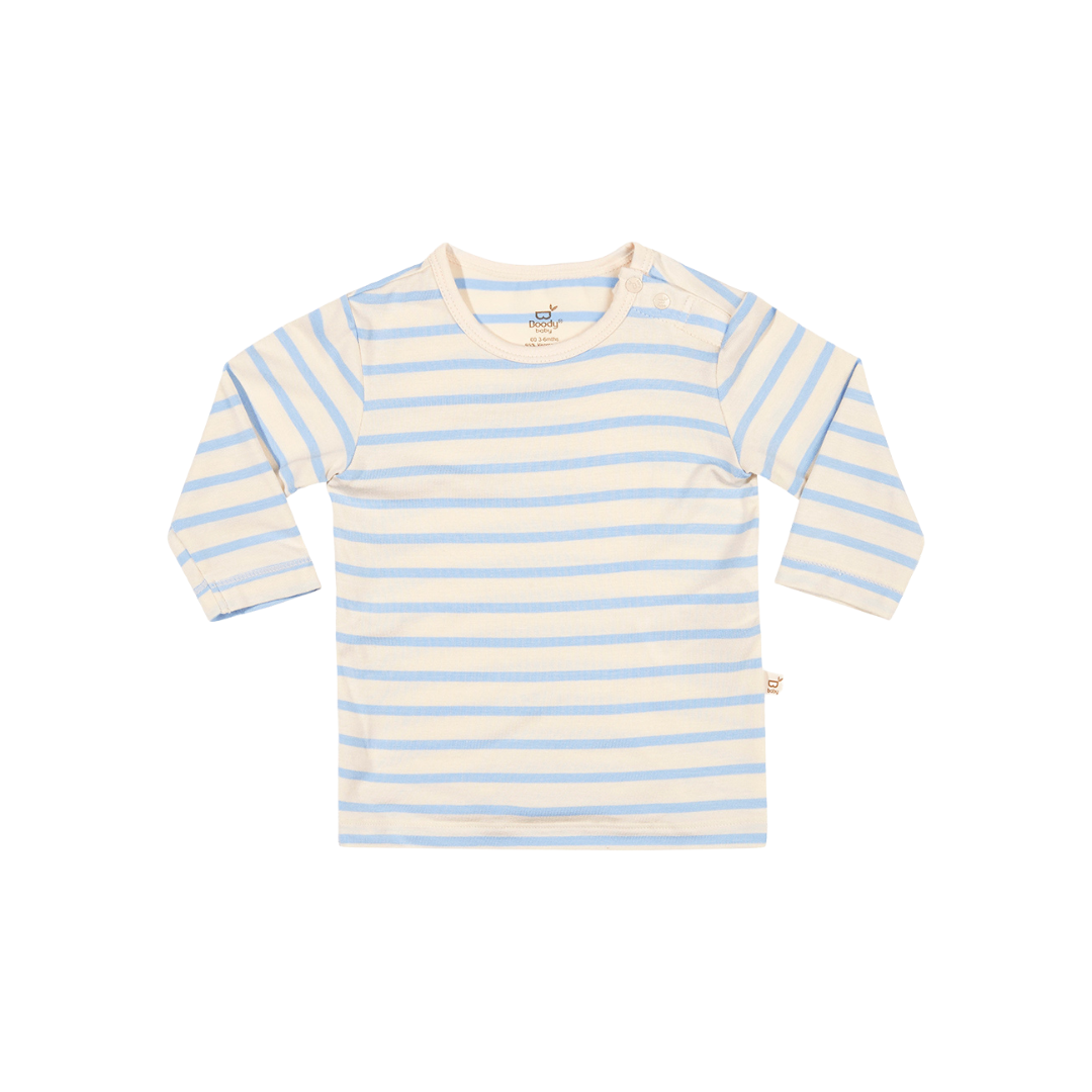 Long Sleeve Top | 3 - 6 Months | Chalk + Sky Stripe